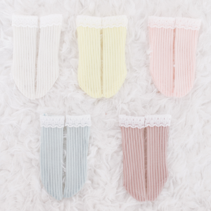 [All Size] 条纹 蕾丝 长筒袜